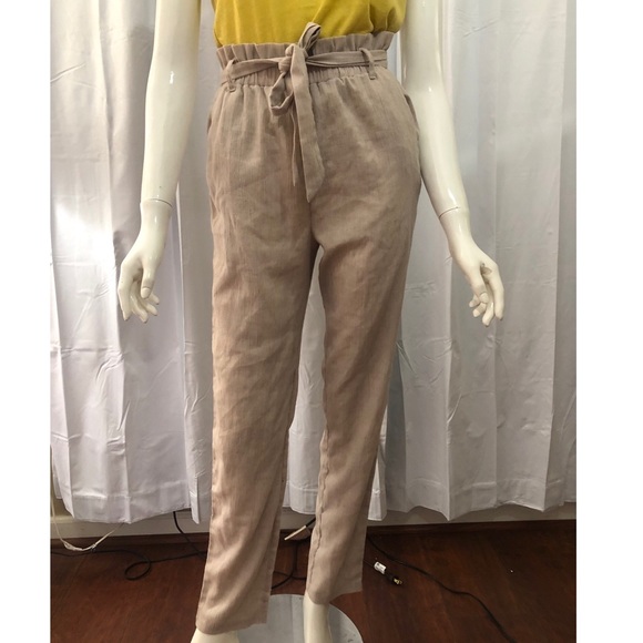 Lucca Couture Paperbag Beige Trousers